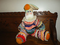 Vintage Handmade Cloth Fabric CLOWN DOLL One of a Kind 17 inch