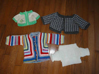 4 Handmade Knitted Sweaters for Dolls or Teddy Bears