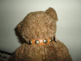 Vintage Brown Jointed Humpback Bear with Leather Studded Collar 13 Inch