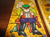 Original Russian Painted on Wood Art Cartoon Man & Woman Artist Signed