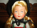 Antique Innsbruck Wilten Austria Folklore Doll Hard Plastic 9.5 inch w Tag