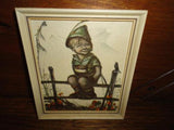 Vintage Hummel Bavaria Germany Art Print Set of 2 Boy and Girl Wooden Frame