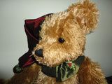 RARE Christmas Bear with Satin Hat & Mistletoe Bow 16 inch GORGEOUS !!