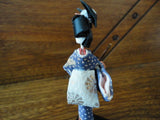 Antique Made in Japan Geisha Girl Lady Miniature Doll Statue 4 inch on Wood Base