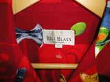 Bill Blass Mens Short Sleeve Sz S Red Casual Shirt Cocktails Martini Olive Drink