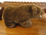 Brown GRIZZLY BEAR Plush Hand Puppet RARE 14 inch Vinyl Nose Funny Face