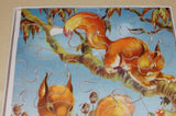 Vintage 1960s Wooden Jigsaw Puzzle 24 pieces 2 Squirrels Pleasant Animals Nr. 4