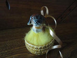 Pekingese Porcelain Sad Puppy Dog in Basket Vintage Japan Figurine