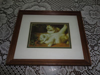 Vintage Persian Kittens Art Print Framed