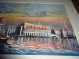 Lagoon Scene of Venice City Original Oil Pastel Painting Signed by the Artist
