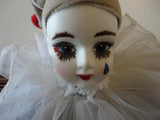 Vtg Porcelain Pierrot Clown Doll 2ft  OOAK Hand Paint Artist Christine Robichaud