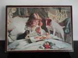 UK Artist Charles Burton Barber " SUSPENSE " MB Puzzle 500 pc Girl & Dog & Cat