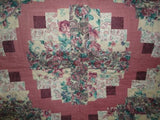 Vintage Quilt Assorted Pattern Rose Plum Beige Color Dolls Bears Children 48x34