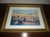 Lagoon Scene of Venice City Original Oil Pastel Painting Signed by the Artist
