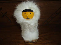 Vintage Eskimo Doll Real Fur Leather Glass Eyes Made Poland Polish