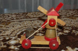 Antique 1950s Wooden Stacking Dog Toy & Windmill Wood Pulling Toys