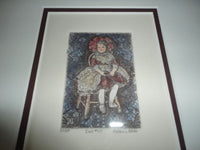 Canadian Artist Helen L. Ness Signed Nr 30/50 Print Doll #10 Wood Frame & Glass