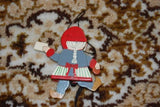 Old Vintage Sweden Swedish Girl God Jul Wooden String Puppet Rare