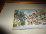 British UK Watercolor Artist MARTIN GOODE Chilham Village Print Oak Framed