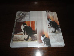 Advocate Art Black & White Cat Coaster Notepad Mouse Pad Sheets Set