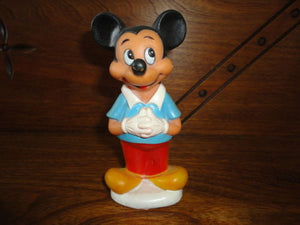 Vintage Mickey Mouse Rubber Squeaker Toy Marked Walt Disney Hong Kong 5 inch