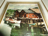 Antique USA Lithograph Richmond Irwin Kelsey Boats Dock Water Nr 5748 Framed