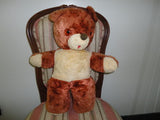 Antique Knickerbocker Teddy Bear Felt Tongue Brown Yellow Silk Plush 20in. 1940s