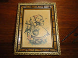Original Bonnie Germany West Berlin Art German Girl w Basket & Birds Framed