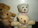 Lot of 5 Cute Little Teddy Bears Various Makers UK / USA Pink Ribbon