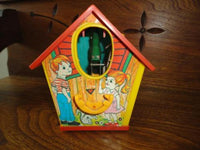 Vintage Original HK Metal Key Wind Up Bird House Plastic Bank Mechanical Works