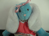 Antique Blue Plush BUNNY RABBIT Girl Cloth Body 18 inch