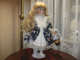 Vintage Porcelain Doll Naomi Spring Dress Wicker Flower Basket Europe 42.5 CM