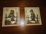 Vintage Hummel Bavaria Germany Art Print Set of 2 Boy and Girl Wooden Frame