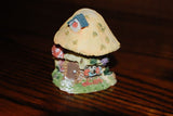 2 Mice in a Gnome Mushroom House Hinged to Open Hand Painted Figurine