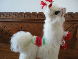 Vintage LLAMA Figure Real Wool 9 inch Tall Bendable Legs