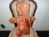 Antique Knickerbocker Teddy Bear Felt Tongue Brown Yellow Silk Plush 20in. 1940s