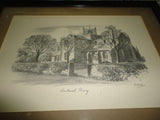 Original Art UK Artist JUDGES Pencil Sketch Cartmel Priory Cumbria Framed