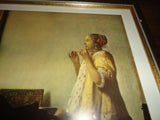 Artist Jan Vermeer van Delft Woman with a Pearl Necklace Swiss Framed w Glass