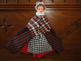 Vintage Nisbet Lady Doll Full Costume 7.5" Hand Made Very Pretty 1960s