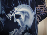 Breakdown Mens Short Sleeve Shirt SKULLS Art Work Navy Blue & Grey Size S New