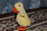 Steiff Germany 1950s Yellow Mohair Duck Silver Button