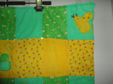 Vintage Handmade Patchwork Quilt Cute Mice Green Yellow Flowers Cherries 36"x26"