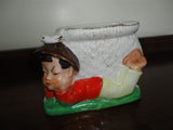 Antique Vintage Made in Japan Porcelain Laying Boy Planter 4x3 inch Hand Painted
