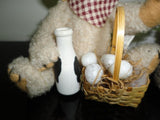Wangs Intl Pacific Craft 2 FARM BEARS with Eggs Milk Basket Apples Wooden Bucket