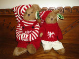 Bearington Christmas Bear Peter & Pip Peppermint 2 Bear Lot 13 inch w tags
