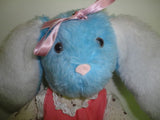 Antique Blue Plush BUNNY RABBIT Girl Cloth Body 18 inch