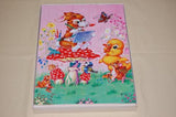 Antique 50s Tom Tas Wooden Jig Saw Puzzle Bunny on Mushroom Painting Butterfly