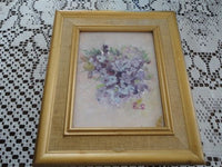 Original Oil Painting Flowers Bouquet Signed RS Golden Framed