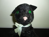 Antique UK BLACK CAT Silk Plush Chiltern Hygenic Toys Made in England w Tag
