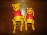 Antique Vintage Wooden Winnie the Pooh 2 Jointed Puppets Hand Painted